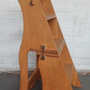 Vintage opvouwbare bibliotheekstoel / ladderstoel - hout