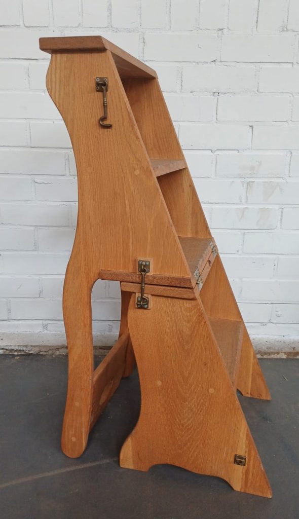 Vintage opvouwbare bibliotheekstoel / ladderstoel - hout