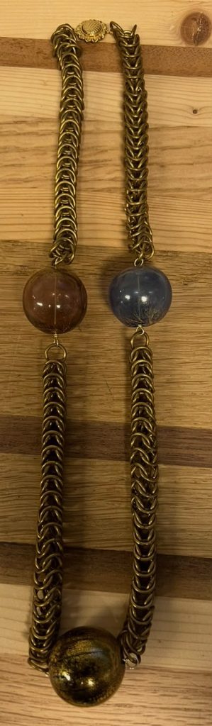 Vintage Murano Glaskralen Ketting met Goudkleurige Schakels