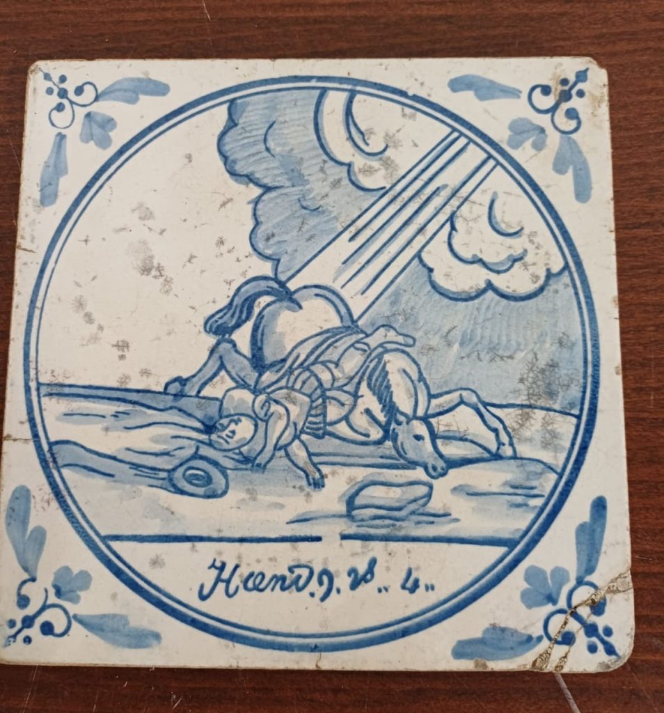 Vintage tegel - bijbelse scène