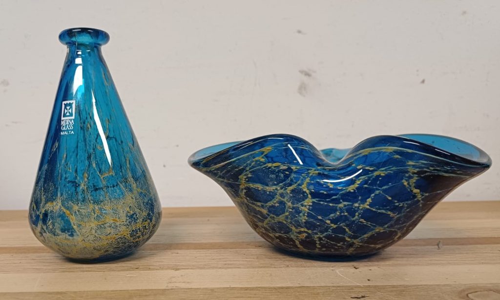 Mdina glazen set - schaal en vaasje