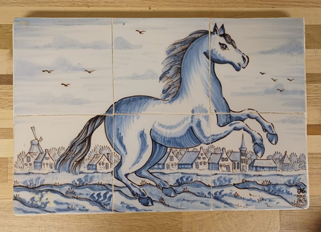 Vintage Tegeltableaus - steigerende paarden