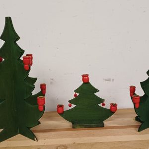 Vintage Ikea houten kaarsenhouder in vorm van een kerstboom - 3 stuks