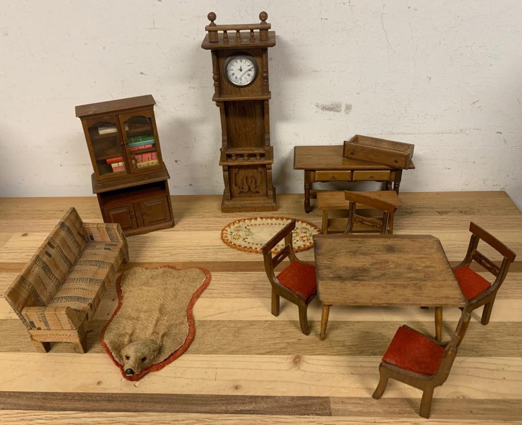 Vintage Shackman Houten Poppenhuis Meubeltjes - Set van 12 Stuks